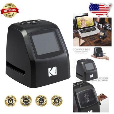 Compact Film & Slide Scanner: Easy-Load Adapters & 22MP Resolution for Photos