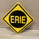 VINTAGE ERIE RAILROAD PORCELAIN SIGN TRAIN STATION CABOOSE GAS OIL FREIGHT STOP