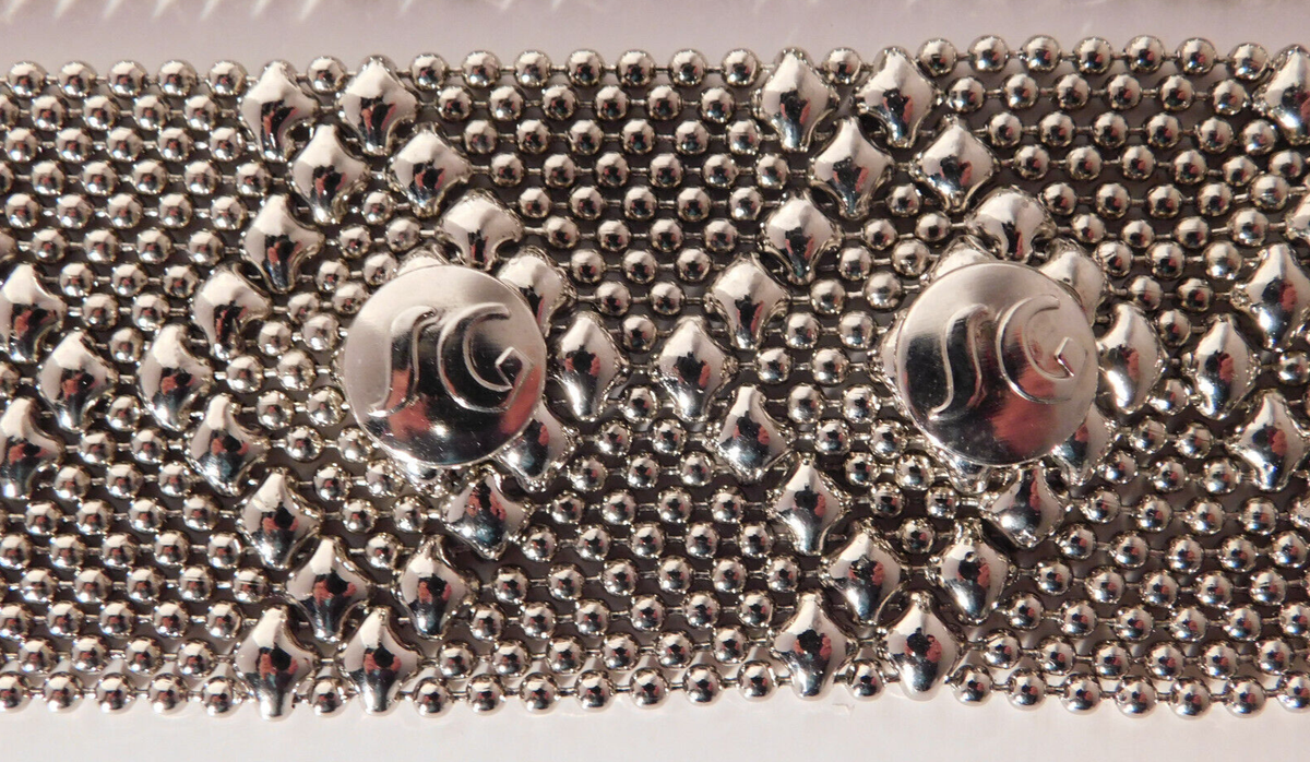 Designer SERGIO GUTIERREZ SG LIQUID METAL Mesh Silver / Cheetah Belt MEDIUM SG Liquid Metal Bracelet Sergio Gutierrez Silver Tone B45-AS  main image 3