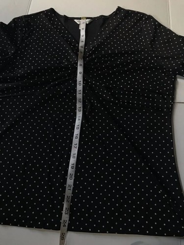 Christopher & Banks XL knotted stretchy black and white polka dotted blouse - Picture 9 of 12