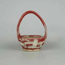 Japanese bonsai pot Echizen Bunzan small size  Round Bowl with  handle 59