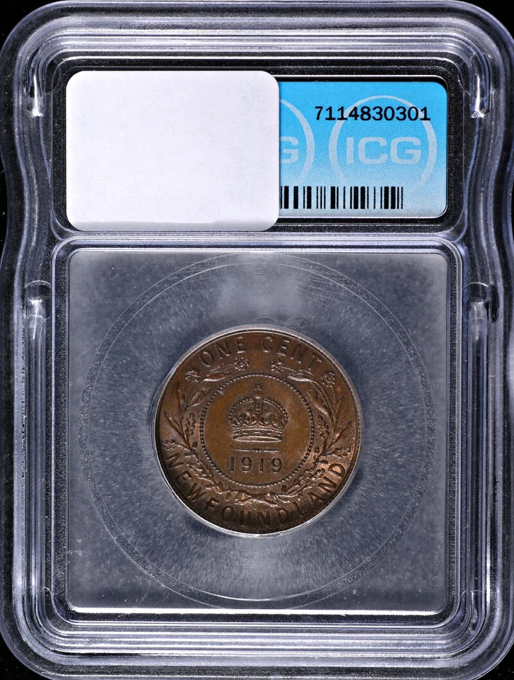 Canada: Newfoundland 1919-C Cent ICG MS63BN KM#16 - Image 4 of 4