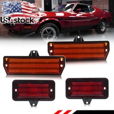 4pcs Amber Front Red Rear Bumper Side Marker Lights For 1971-1973 Ford Mustang