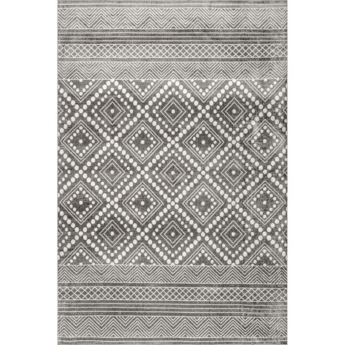 nuLOOM Phyllis Transitional Gray Indoor Washable Runner Rug - Picture 2 of 12