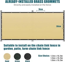 UIRWAY Privacy Screen Fence 5ft x 50ft Sand Covering Heavy Duty Chain Link Mesh