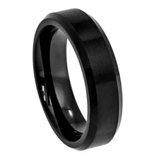 Tungsten Ring Band Flat Brushed Center High Polished For Men & Women