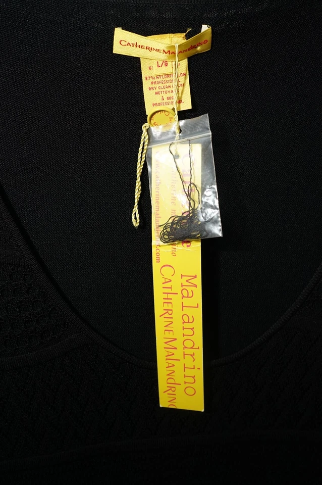 Nuevo Vestido Catherine Malandrino Negro Elastizado Mujer Forrado Grande Mangas L 3/4 Foto 4 de 4