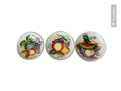 Set of 3 Vintage Andrea by Sadek Hand Painted 4'' Plates Fall Autumn G-1011 Signe