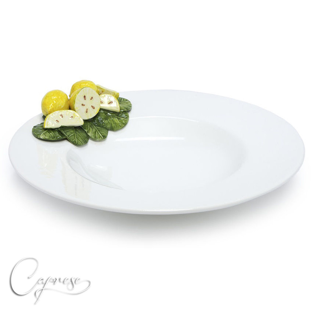 Bassano Italienische Keramik-Servierplatte ‚Zitronen‘ Groß Oval – Handbemalt, 51 X 27 Cm