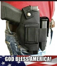 Tactical Concealed Carry Pistol Pouch IWB OWB Gun Holster Mag Pouch Ambidextrous