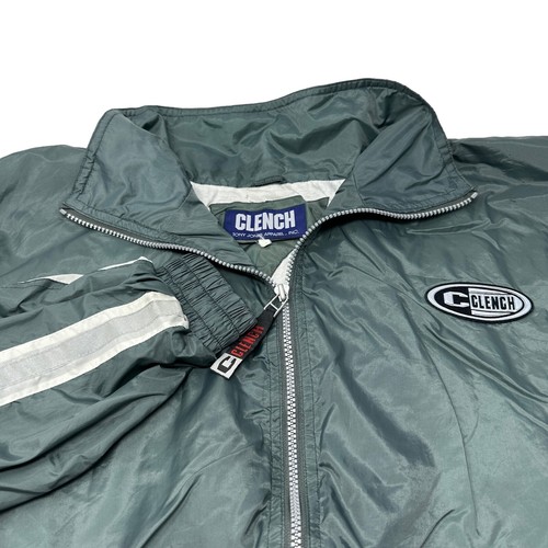 CLENCH Vintage Tony Jones Apparel Green White Full Zip Windbreaker Lined 2XL - Imagen 5 de 11