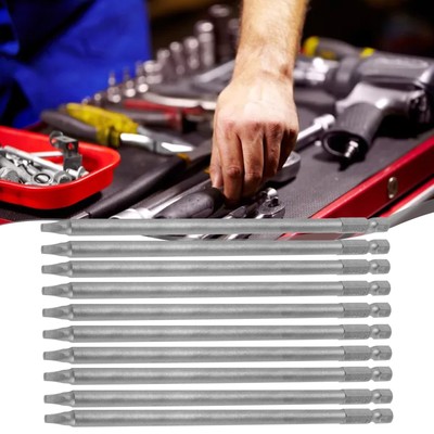 10 Stück Schraubendreher-Bits Mit Vierkantkopf – 150 Mm, 1/4 Zoll Sechskant, Magnetisch, S2 Stahl