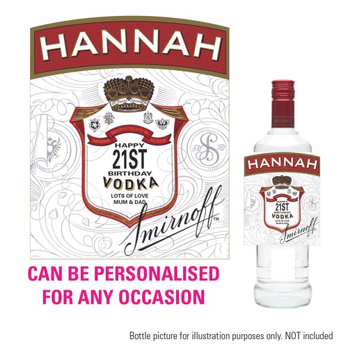 PERSONALISED NEW SMIRNOFF INSPIRED VODKA BOTTLE LABEL BIRTHDAY VALENTINE 046 - Picture 6 of 6