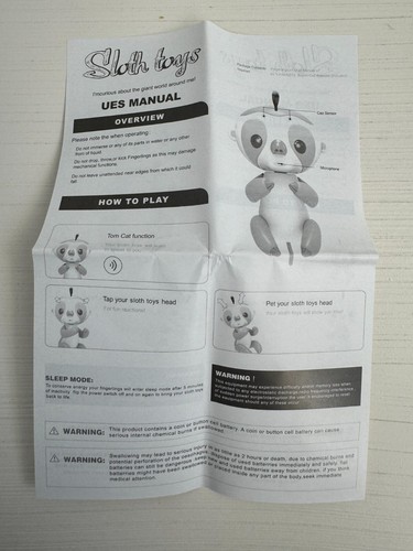 Baby Sloth Interactive Toy * NOT FINGERLINGS! * New in box - Picture 2 of 4
