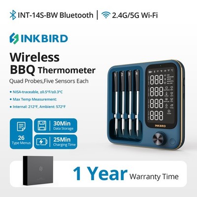 INKBIRD Wireless Meat Thermometer BBQ Grill Food Cooking 5G WiFi Bluetooth 5.4v