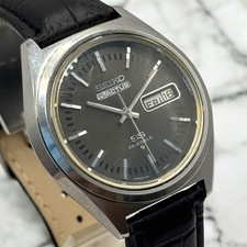 SEIKO 5 Actus 6106 7490 Automatic Day Date Black Dial Vintage Mens Watch