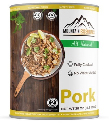 MOUNTAIN ESSENTIALS Canned Pork 28 Oz   Fully Cooked, Ready to Eat Pack of 1