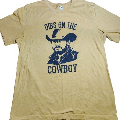Yellowstone Dibs on the Cowboy T-Shirt mustard yelloe Graphic Tee Kevin Costner