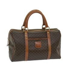 CELINE Macadam Canvas Boston Bag PVC Brown Auth yk11253