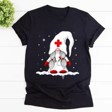 Gnome Nurse Snow Merry Christmas Graphic Unisex T Shirt