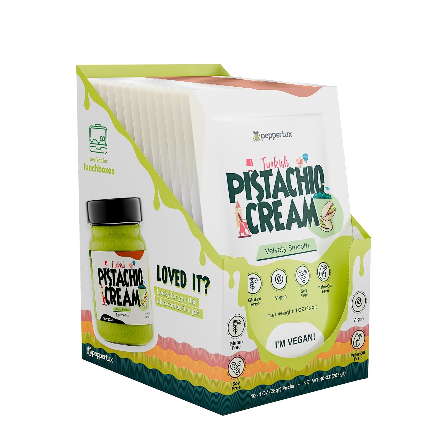 Peppertux Vegan Pistachio Cream in Single-Serve Pouches, 10oz 1oz (28.35gr)