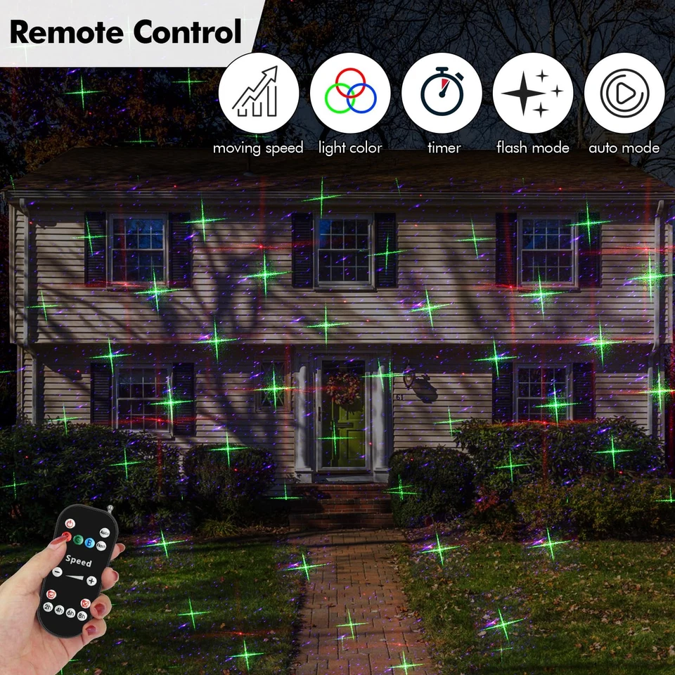 8 Patterns Christmas Laser Projector Lights, Outdoor Garden Decorative Lights... - Image 3 of 4