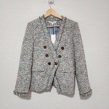 Veronica Beard Cedric Tweed Dickey Blue Blazer Double Breasted Large NWT Preppy