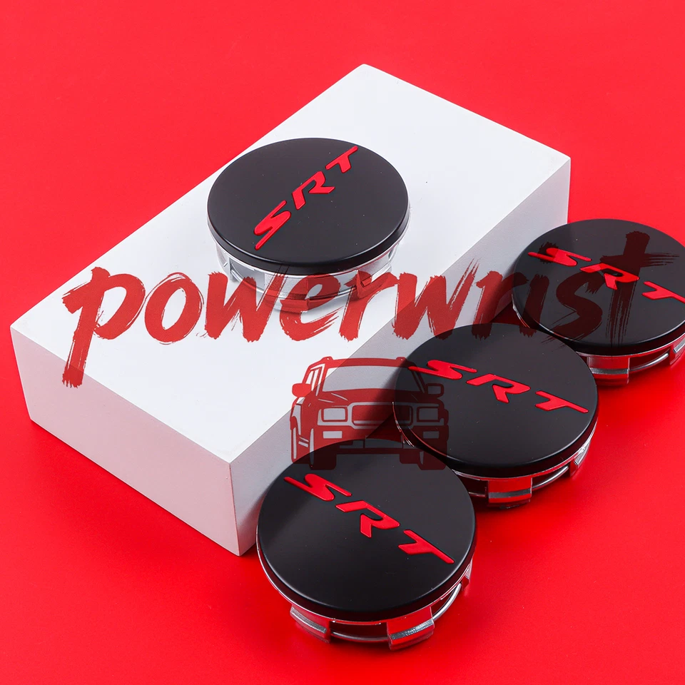 Set of 4 SRT Wheel Center Hub Caps Rim Cover For 2011-2023 Grand-Cherokee Black - Изображение 2 из 4