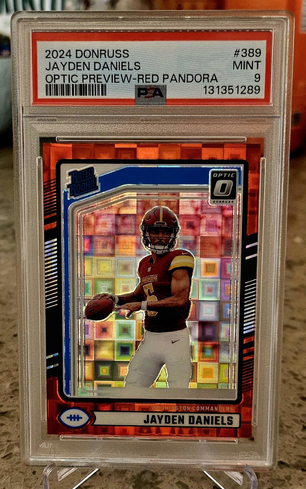 2024 Panini Donruss - Jayden Daniels Rookie #389 Optic Preview Red Pandora PSA 9