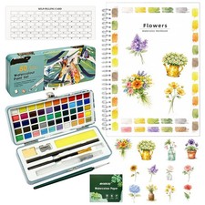 Watercolor Workbook  12 Patterns with 50 Vivid Colors   Complete with Palette ...