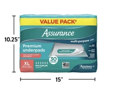 Assurance Adult Premium Underpad Maximum Absorbency XL 30 count