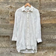 Sundance NWT Cloverfield Tunic Top L White Embroidered Button Down Cottagecore