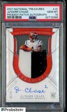 2021 National Treasures Prodigy Ja'Marr Chase RC Patch ON CARD AUTO /99 PSA 10
