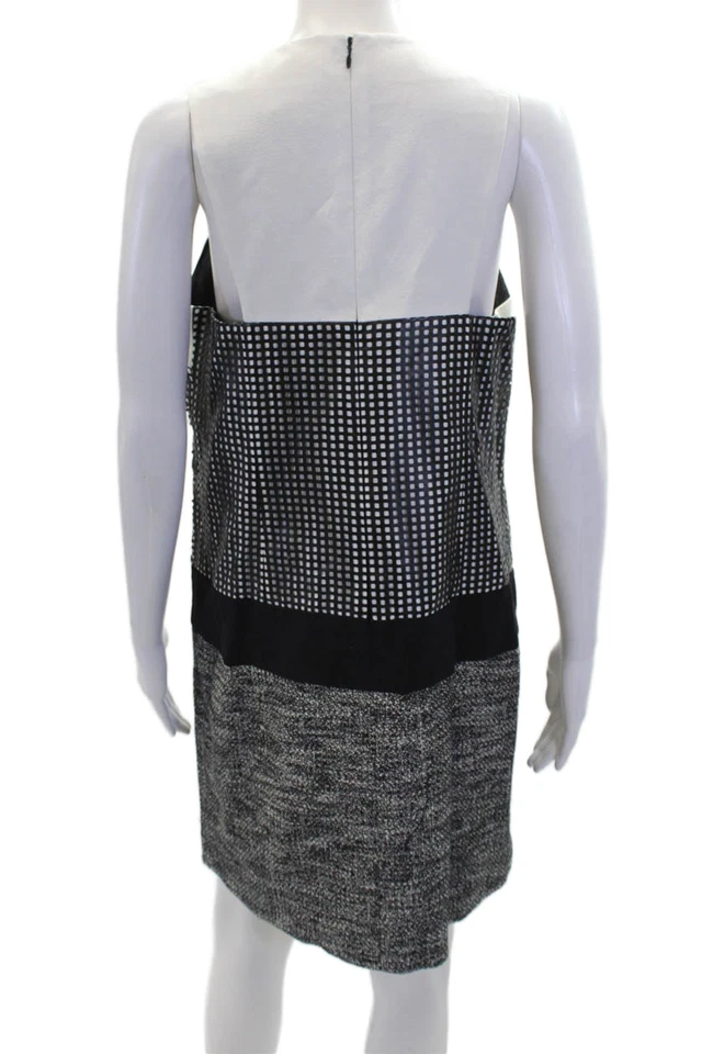 Tibi Womens Cotton Blend Scoop Neck Laser Cut Sleeveless Dress Black Size 10 - Image 3 of 4