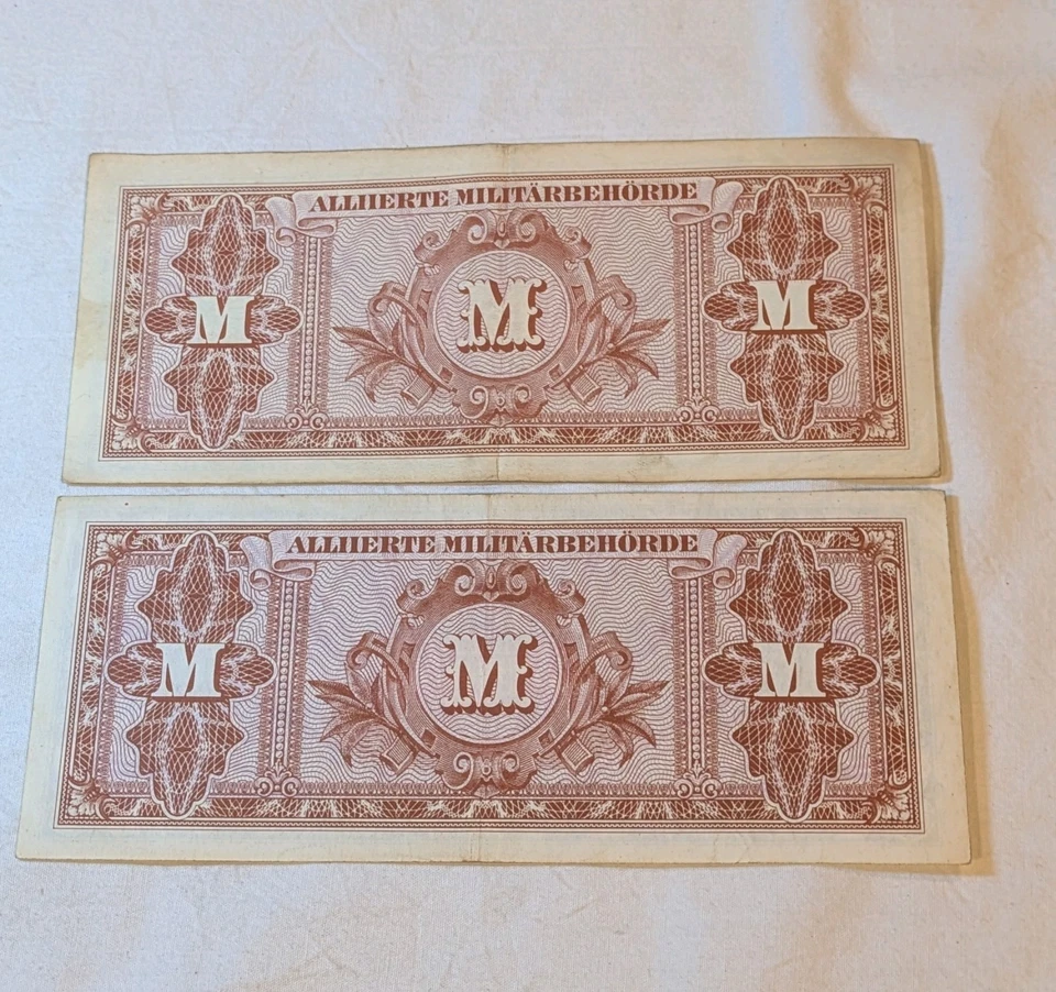 28 1944 Alemania 4x 1/2 1 5 10 20 50 100 marcos Alemania Segunda Guerra Mundial ocupación aliada Foto 4 de 4