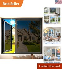 Black-Silver Reflective Window Film, UV Protection Easy Static Cling, 9.56ft