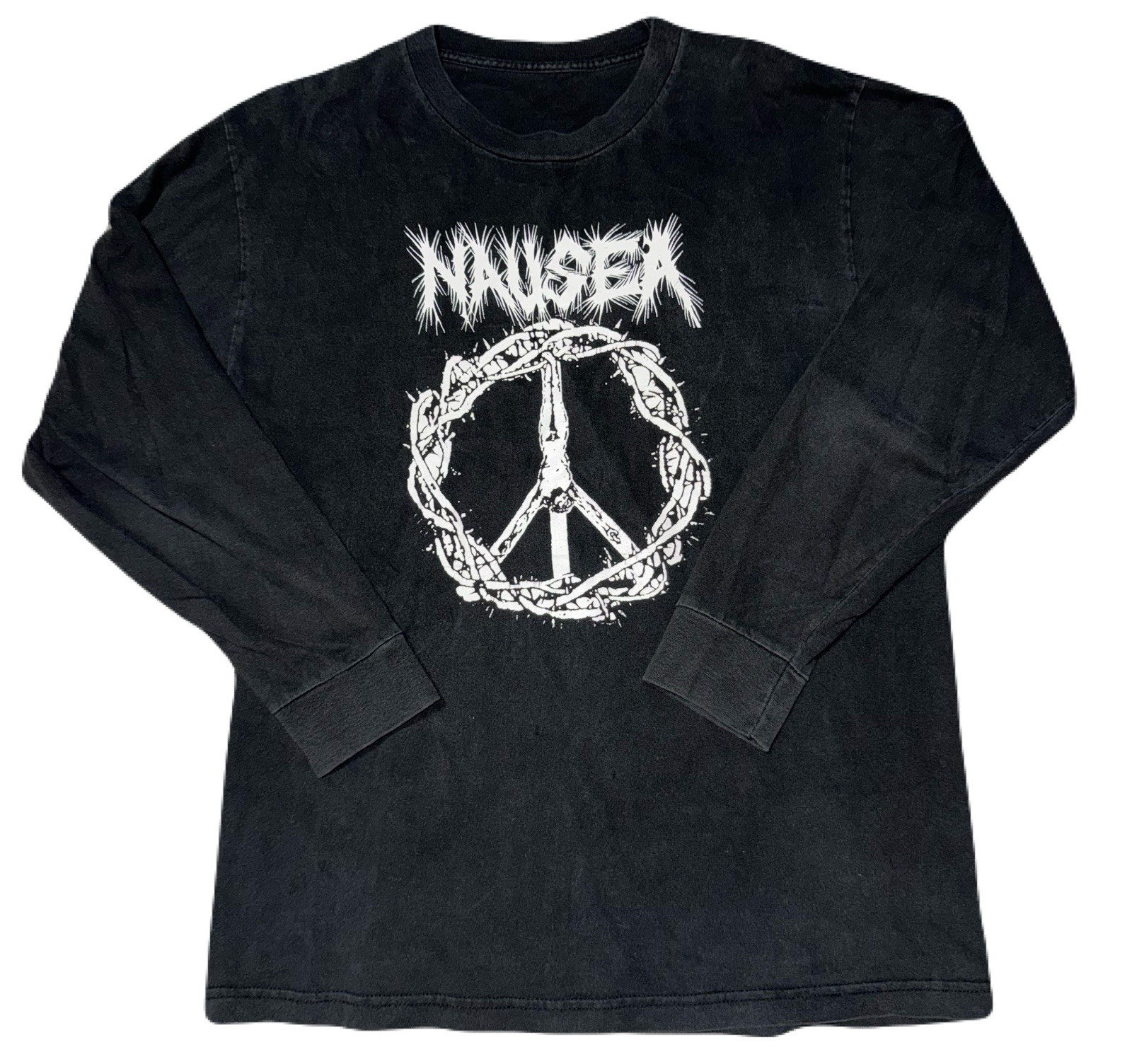 Rare Vintage Nausea Extinction Crust Punk Metal Tour Long Sleeve Band Shirt XL
