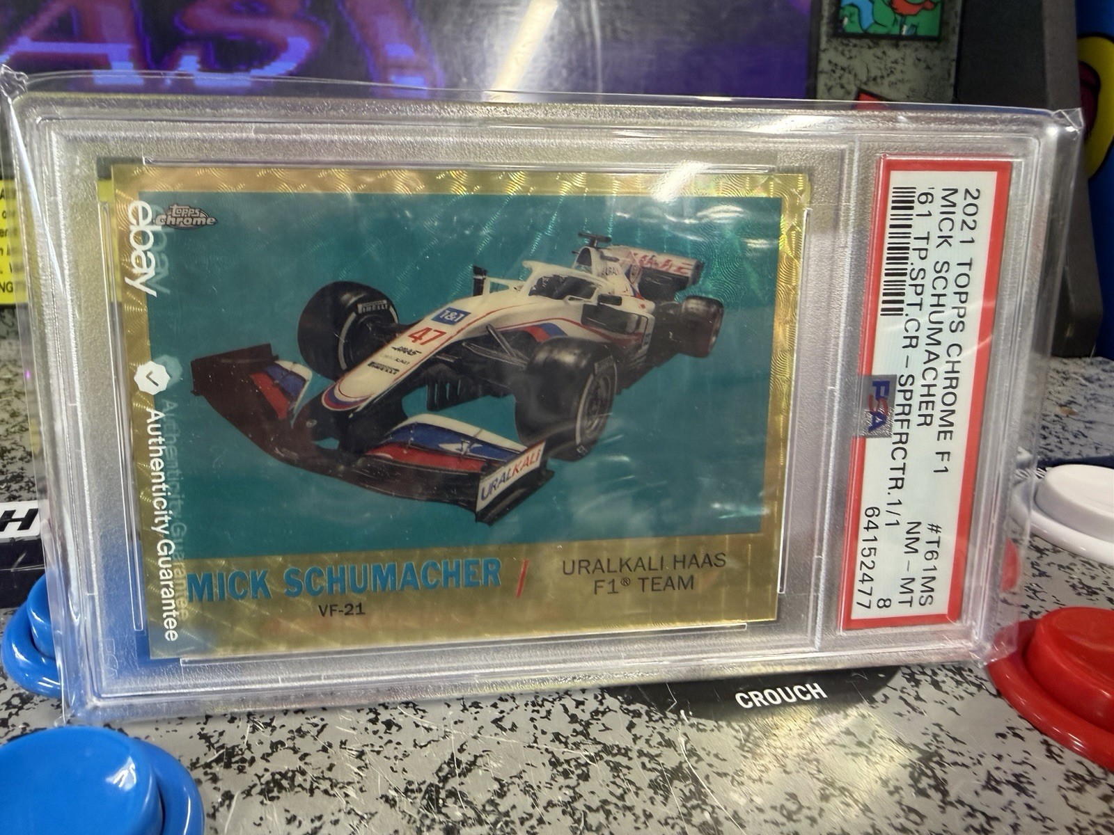 2021 Topps Chrome Formula 1 Mick Schumacher Rookie Superfractor 1/1 PSA 8 view 8
