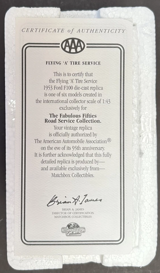 Matchbox 1953 Ford F-100 Pickup Truck Flying 'A' Tire Service YRS02-M 1:43 NIB - Image 4 of 4