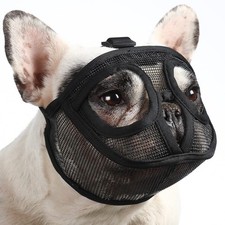 BARKLESS Short Snout Dog Muzzle, Breathable Mesh XXS Head 8.5-12.5'' , Black