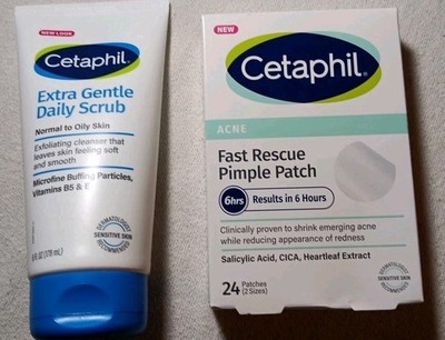 2 Pc Cetaphil 24 Acne Patches/ Daily Scrub 6 Fl Oz  (M08)