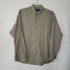Ralph Lauren Mens XL Button Down Shirt Long Sleeve Plaid Classic Fit Green Vtg