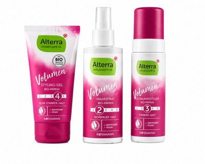 Alterra Naturkosmetik Volumen Set 3-tlg | Haarspray, Schaumfestiger & Gel