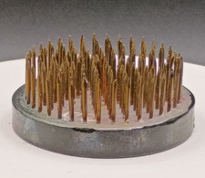 Vintage Floral/Flower Frog Spikes Green Base Marked China 2 inch diameter