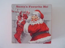 PRIMATIVES by KATHY Small Square Sign SANTA'S FAVORITE HO Funny CHRISTMAS Decor