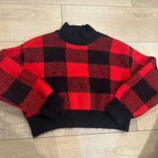 ART CLASS GIRLS BLACK RED PLAID CROPPED SWEATER SMALL 6/6X