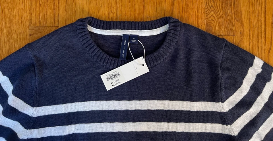 Nuevo con etiquetas Suéter Náutico Janie and Jack Azul Marino y Blanco Rayas Niños Talla 16 Foto 2 de 3