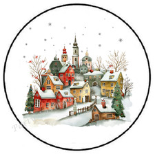 WINTER CHRISTMAS VILLAGE ENVELOPE SEALS LABELS STICKERS PARTY FAVORS