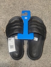 New Adidas Adilette 22 Slides Black Scarlet Slip On Sandals Mens Size 8