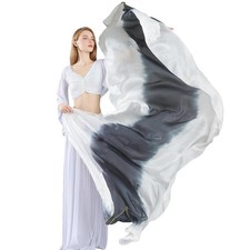 Women Real Silk Belly Dance Veils Hand Scarves Gradual Colors 2.5x1.14m
